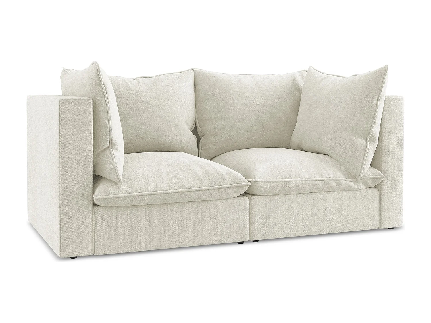 Tweezits modulaire bank van beige textuurstof - MANAO