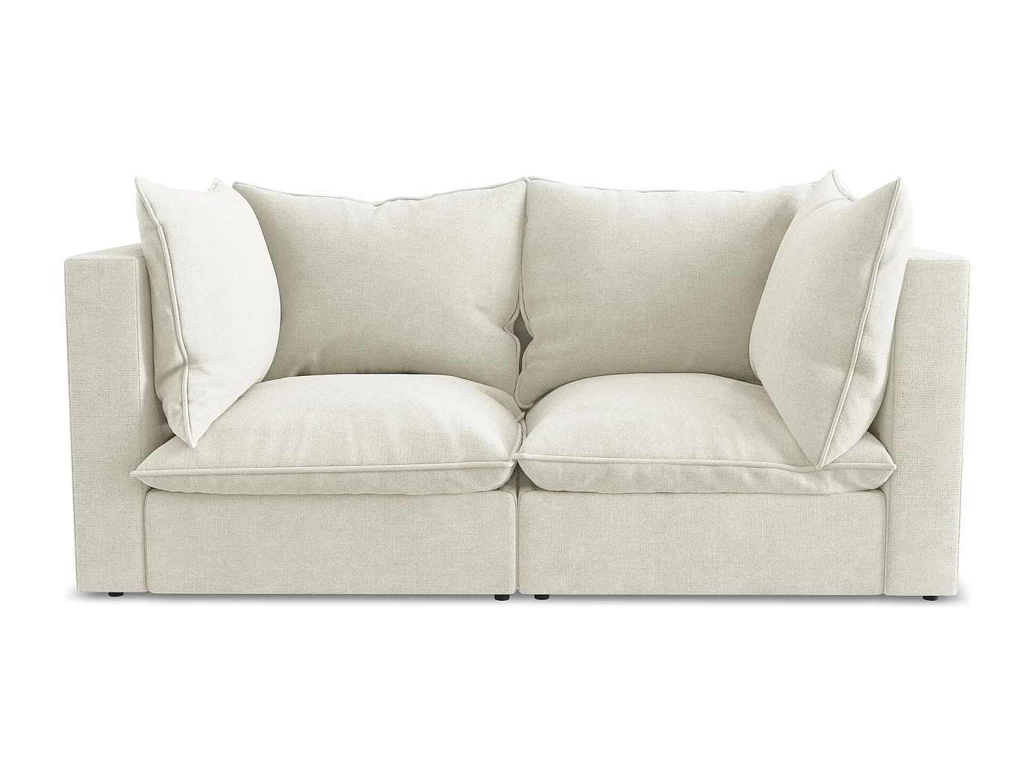 Tweezits modulaire bank van beige textuurstof - MANAO