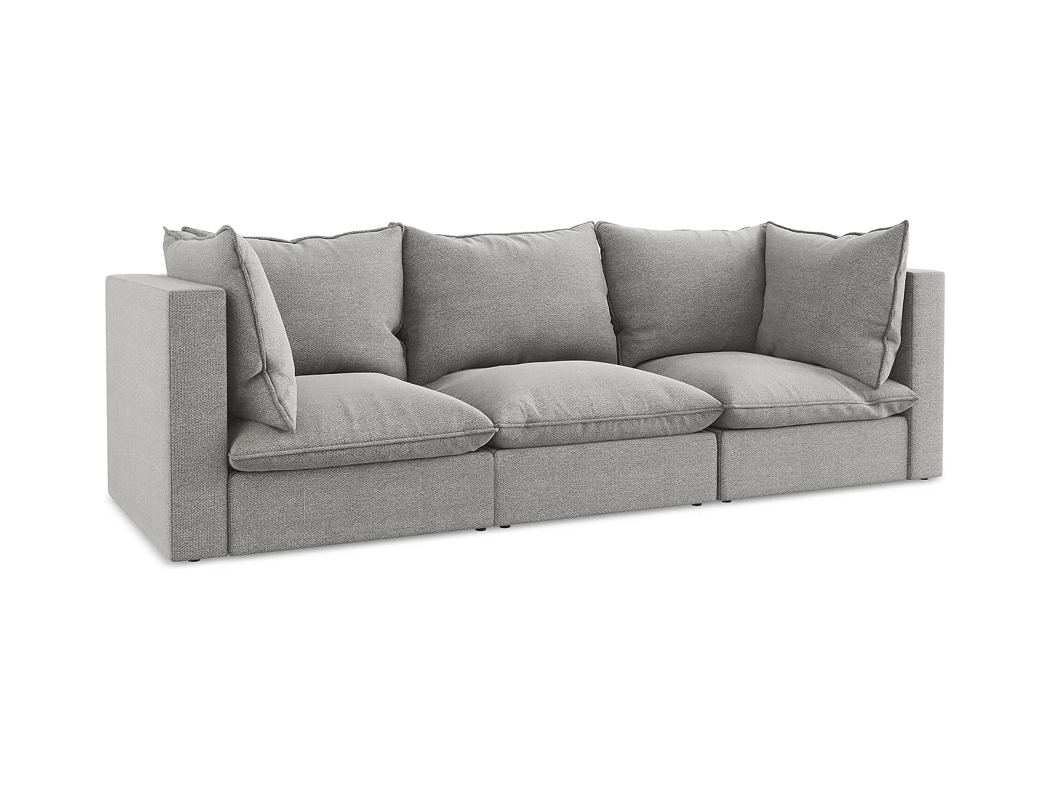 Modulares 3-Sitzer Sofa - - Bouclé - Hellgrau - MANAO