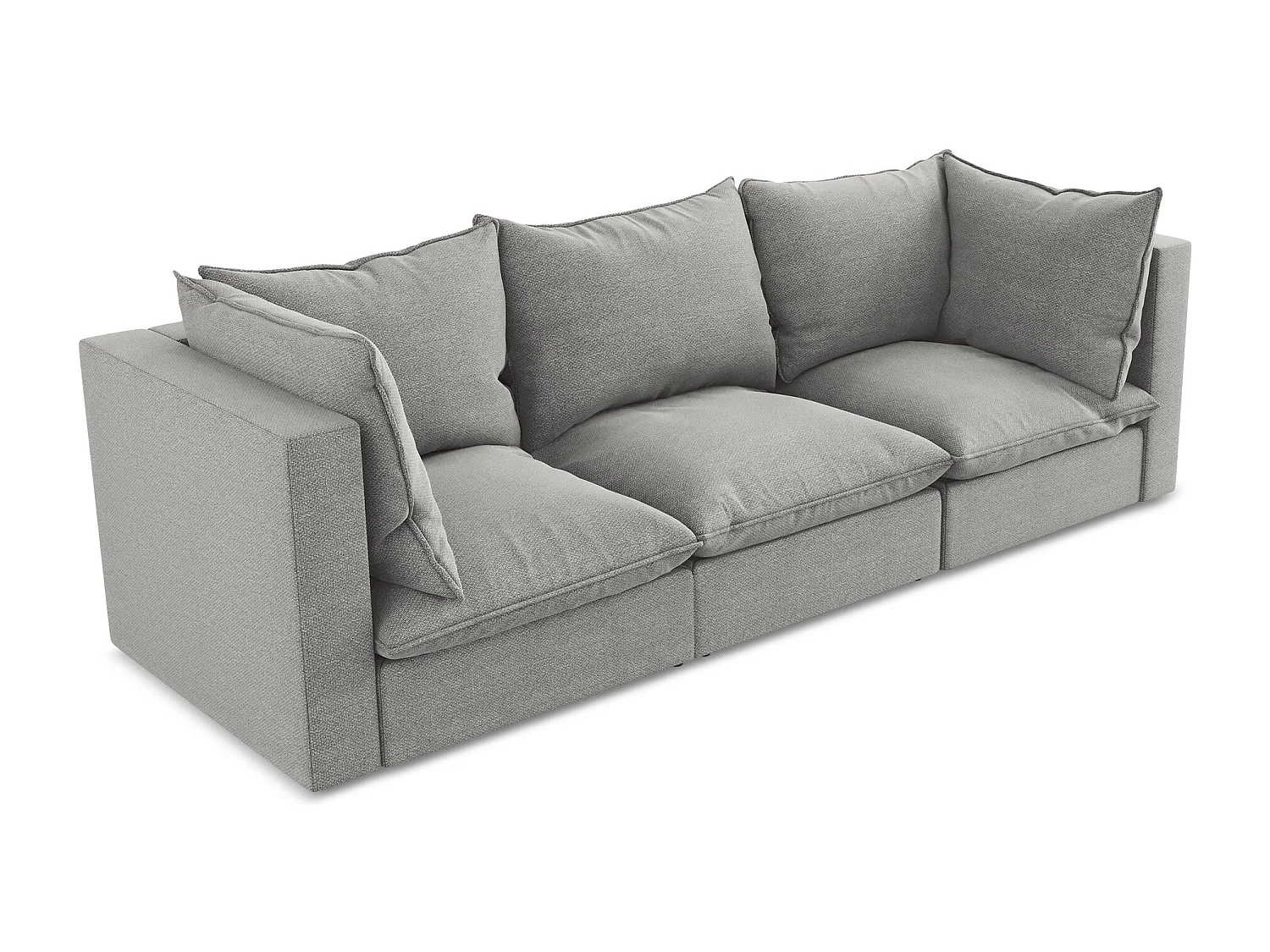 Driezits modulaire bank van lichtgrijs bouclé - MANAO