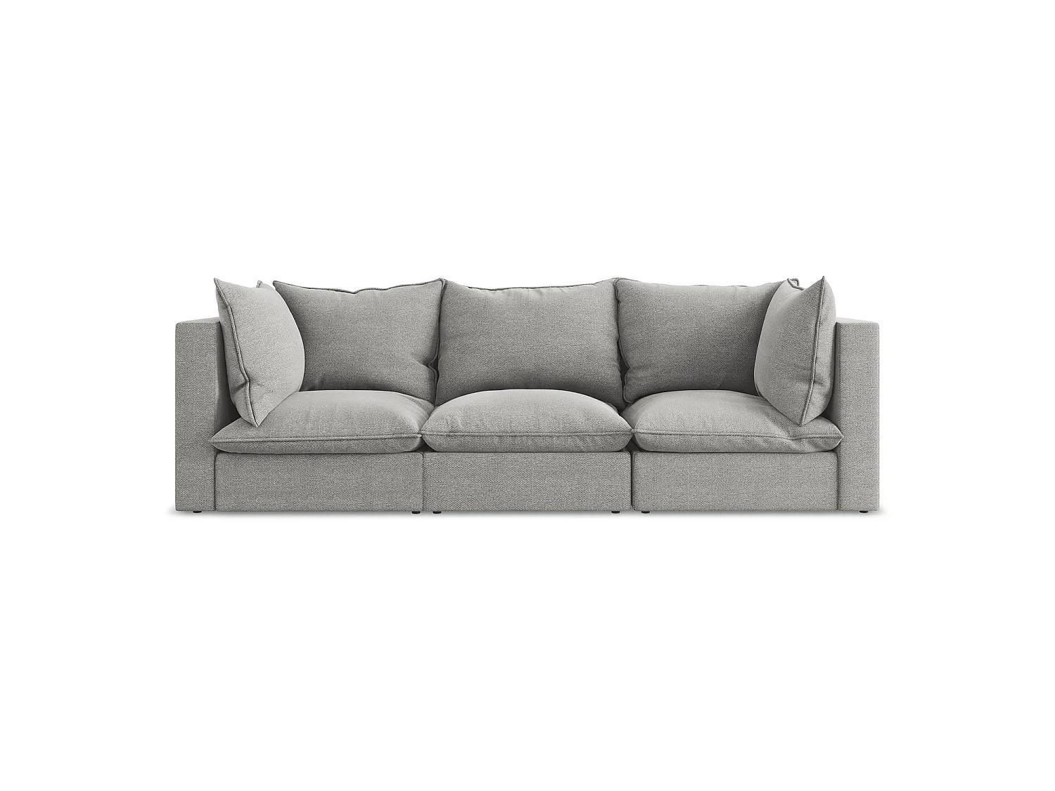 Driezits modulaire bank van lichtgrijs bouclé - RAVENNA