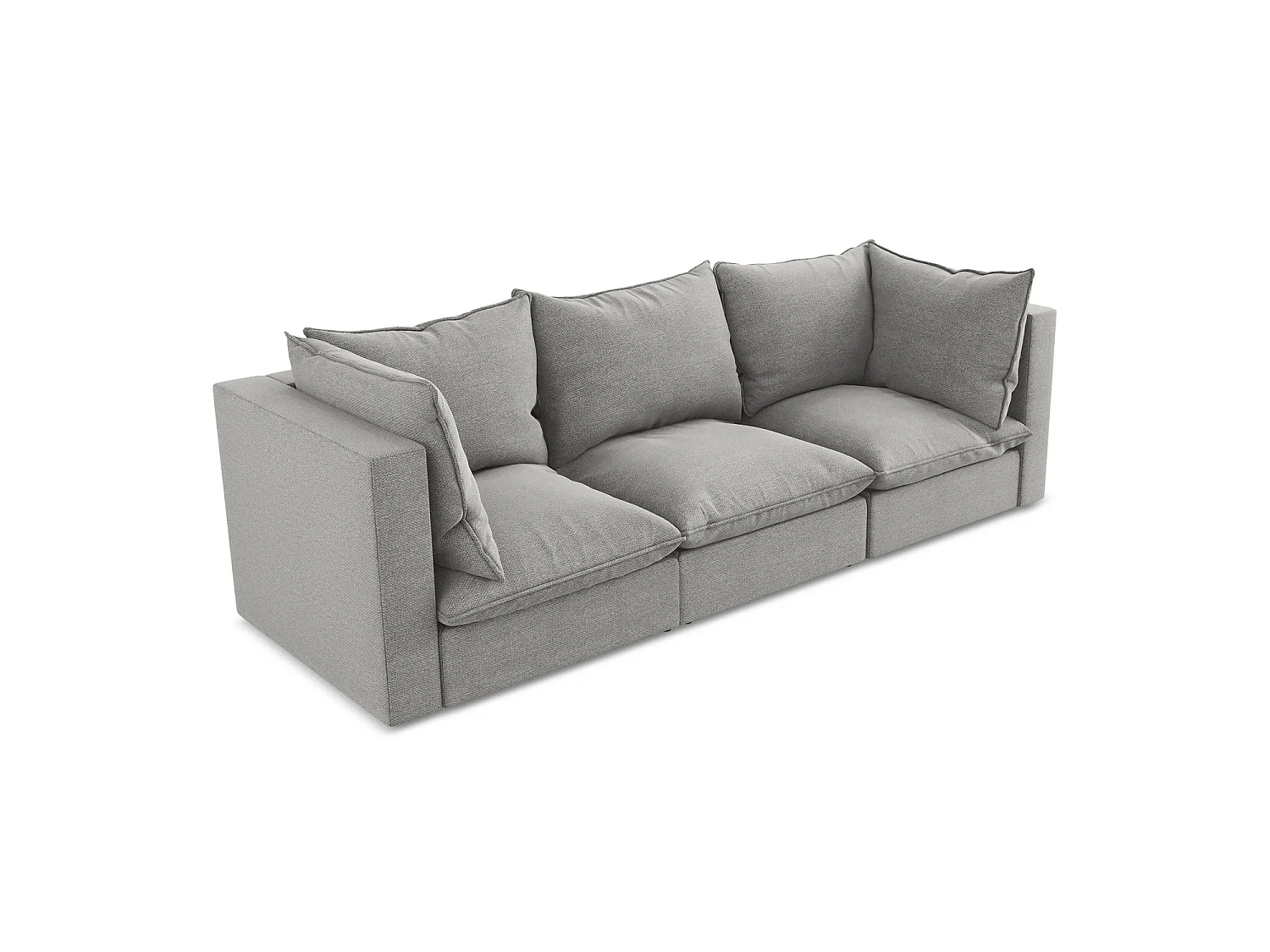 Driezits modulaire bank van lichtgrijs bouclé - RAVENNA