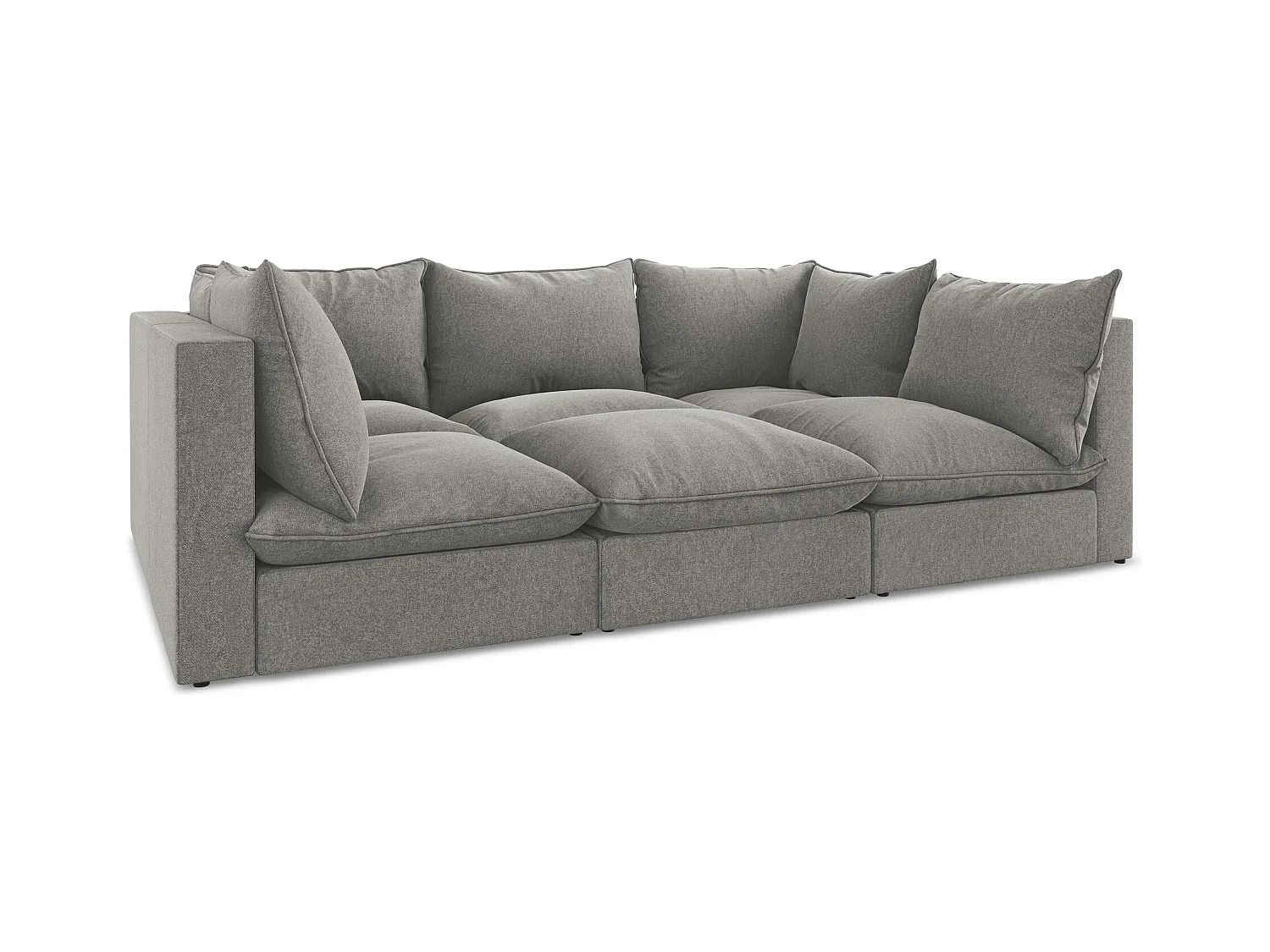 Modulares 3-Sitzer Sofa - - Samt - Grau - MANAO