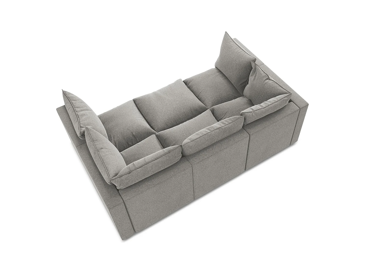 Modulares 3-Sitzer Sofa - - Samt - Grau - MANAO
