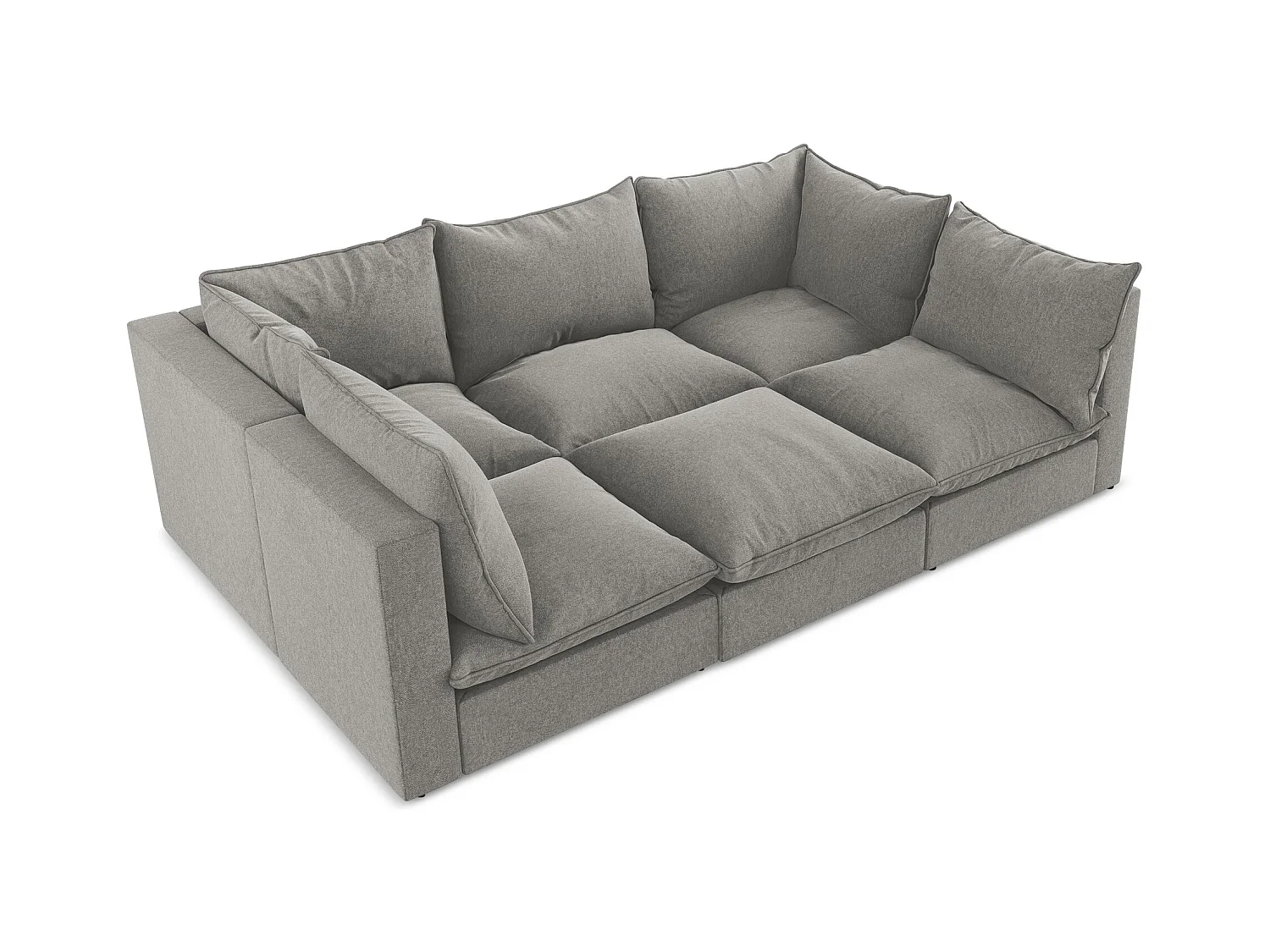 Canapé modulable 3 places en velours - gris - MANAO