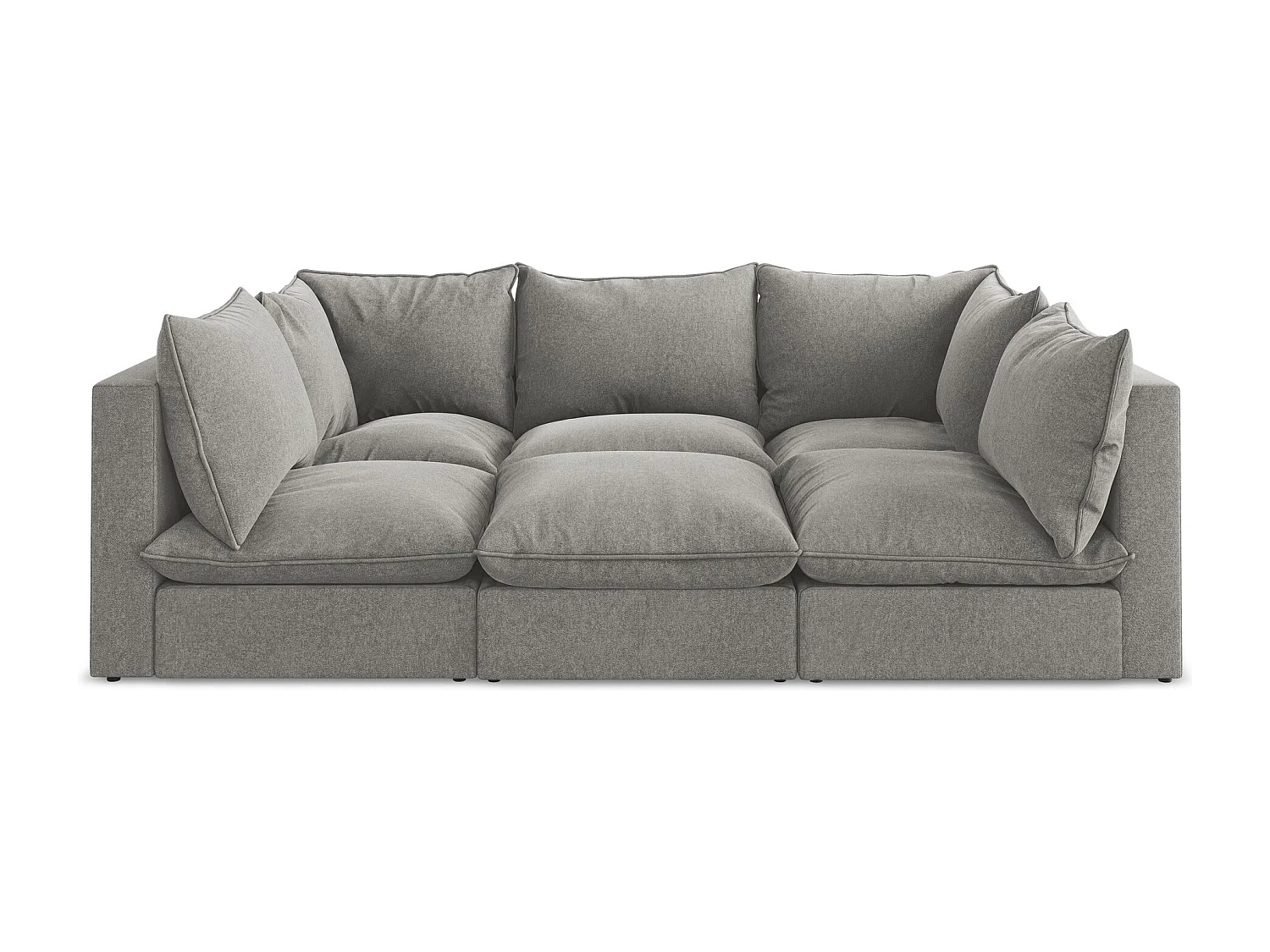 Modulares 3-Sitzer Sofa - - Samt - Grau - MANAO