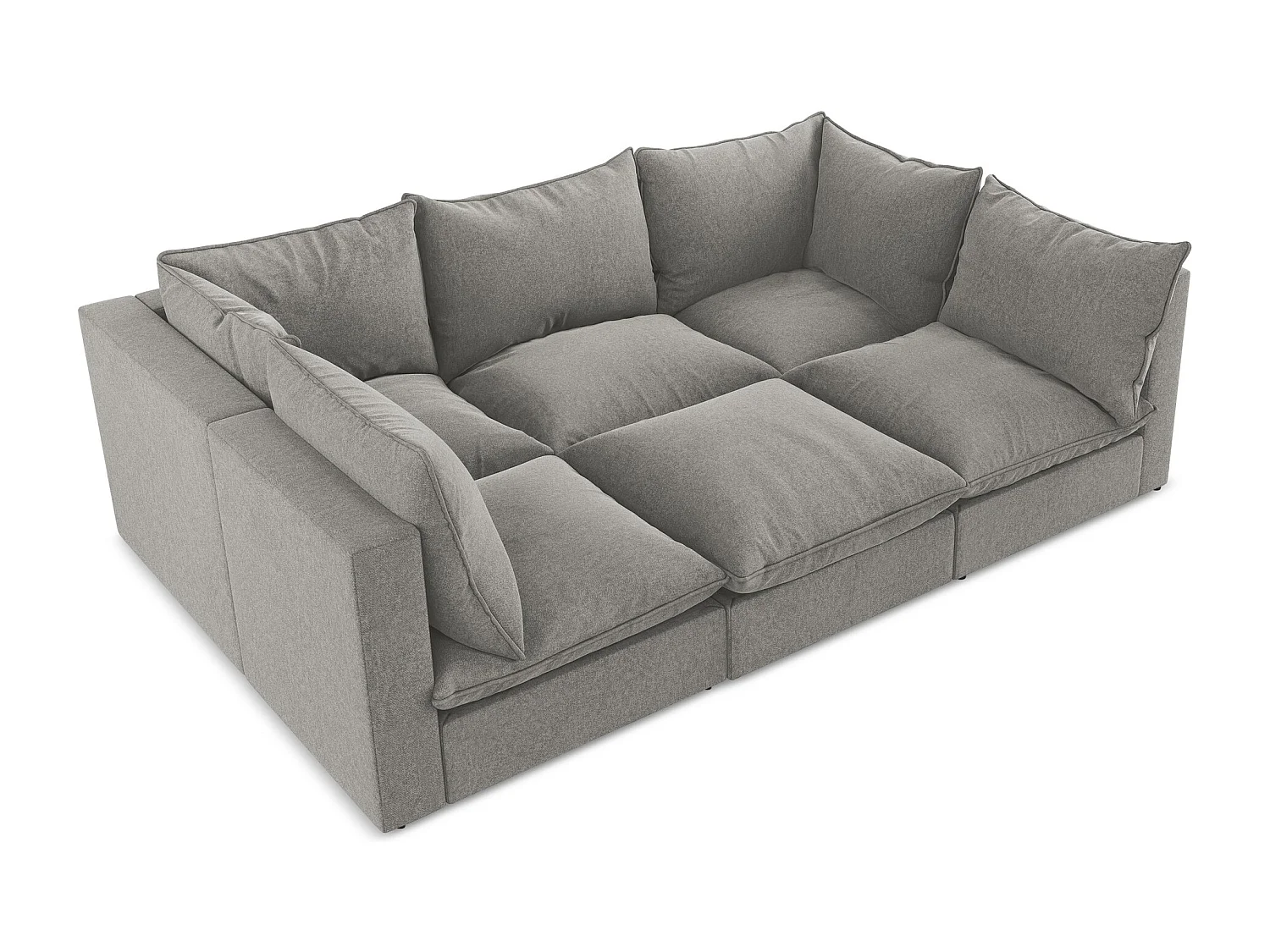 Modulares 3-Sitzer Sofa - - Samt - Grau - MANAO