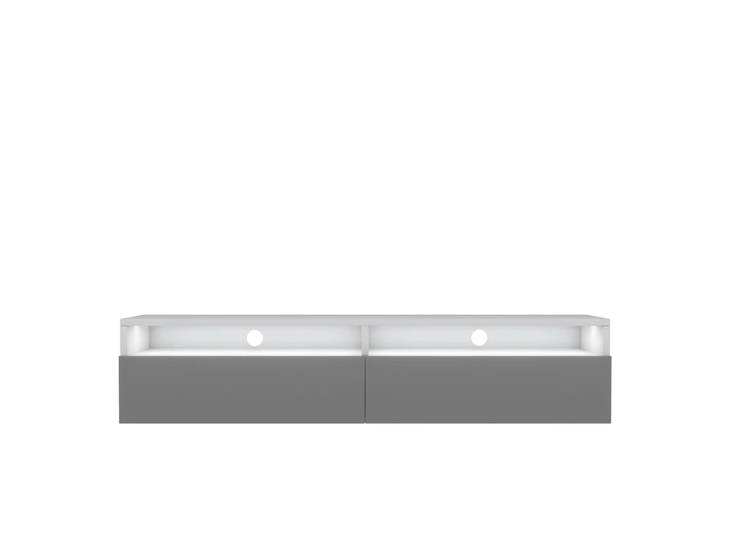 Meuble TV - 2 tiroirs - blanc mat/gris brillant - 140 cm - REDNAW