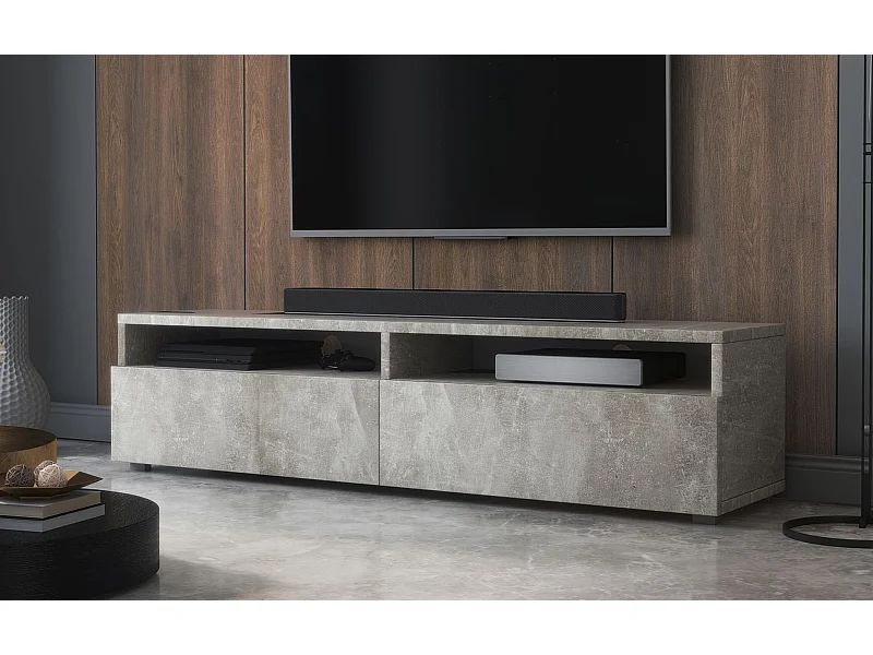 Meuble TV - 2 tiroirs - aspect béton - 140 cm - REDNAW