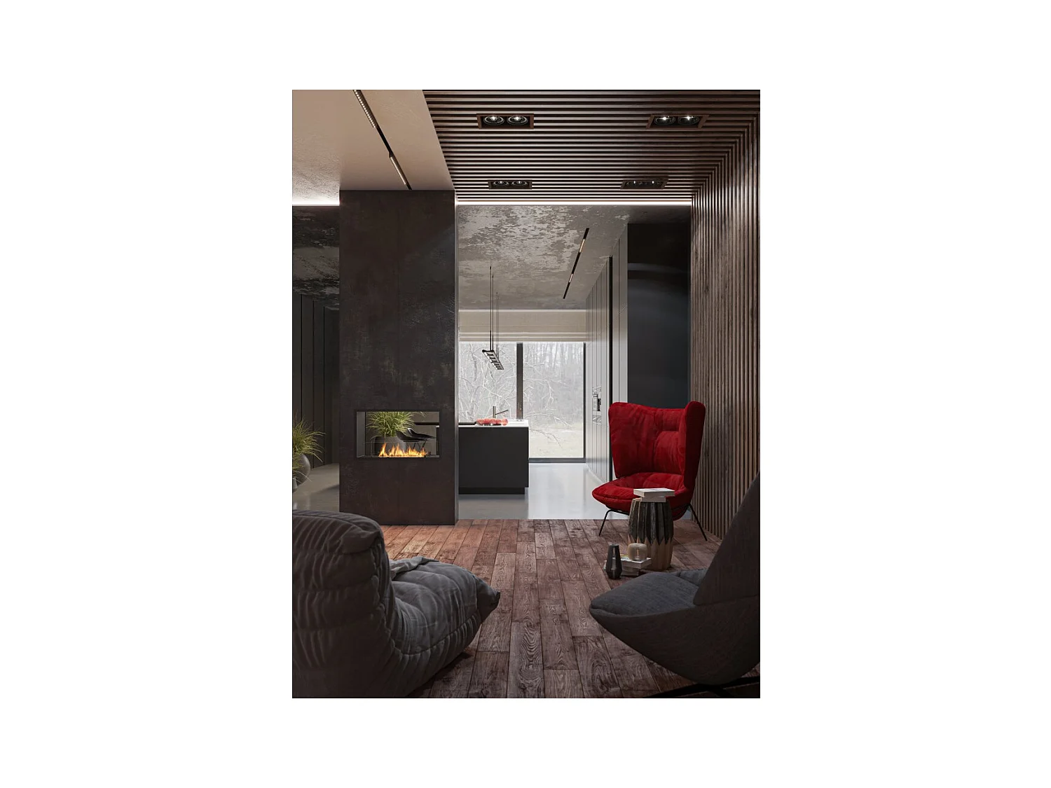 Cheminée bioéthanol 2Side 800 Slim encastrable à deux façades - Noir mat, avec vitre, brûleur 1 L, design moderne