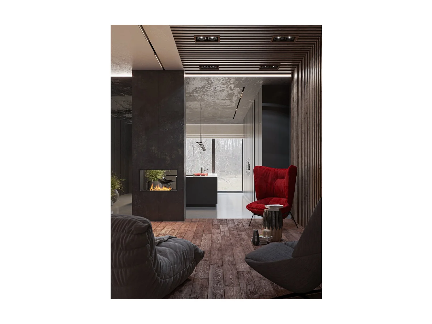 Cheminée bioéthanol 2Side 800 Slim encastrable à deux façades - Noir mat, avec vitre, brûleur 1 L, design moderne