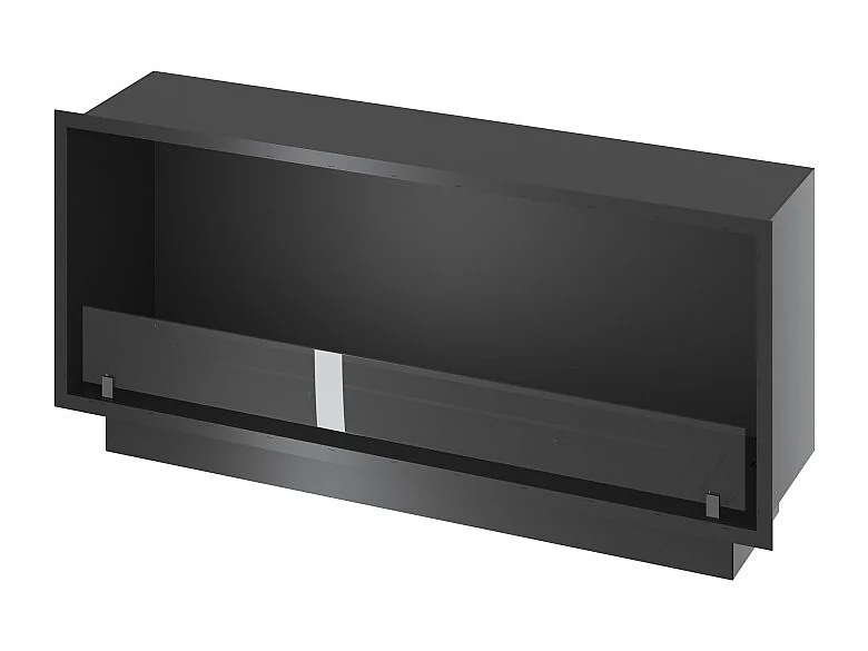 Cheminée bioéthanol encastrable Inside Black 1200 - Noir mat, avec vitre, brûleur 4 L, design moderne