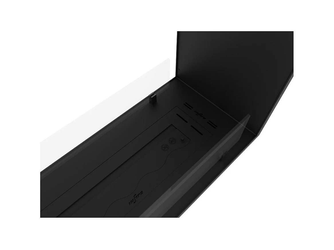 Cheminée bioéthanol 2Side 1600 Slim Vert encastrable à deux façades - Noir mat, avec vitre, brûleur 1,2 L, design moderne