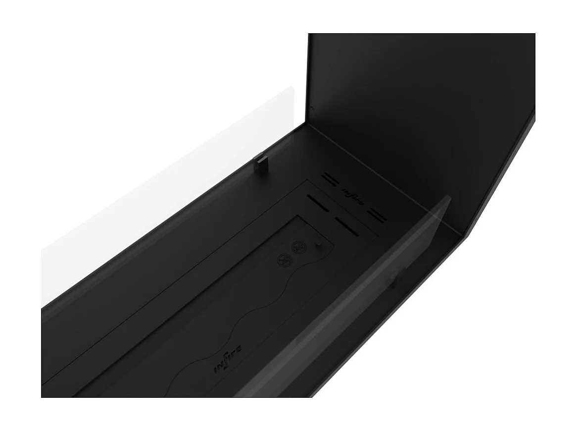 Cheminée bioéthanol 2Side 1600 Slim Vert encastrable à deux façades - Noir mat, avec vitre, brûleur 1,2 L, design moderne