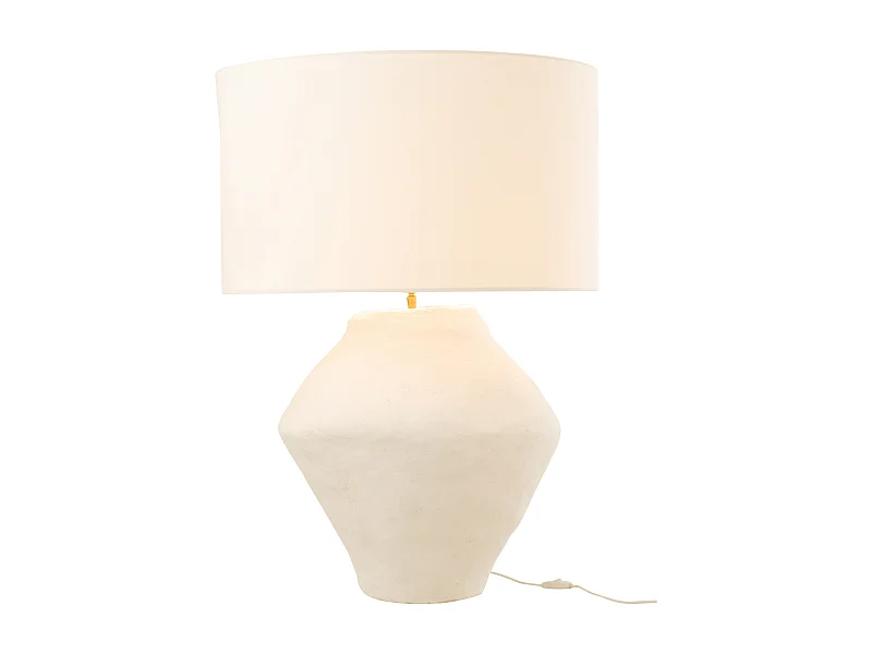 Lampe à Poser Papier Mâché "Bali Bliss" 85cm Blanc
