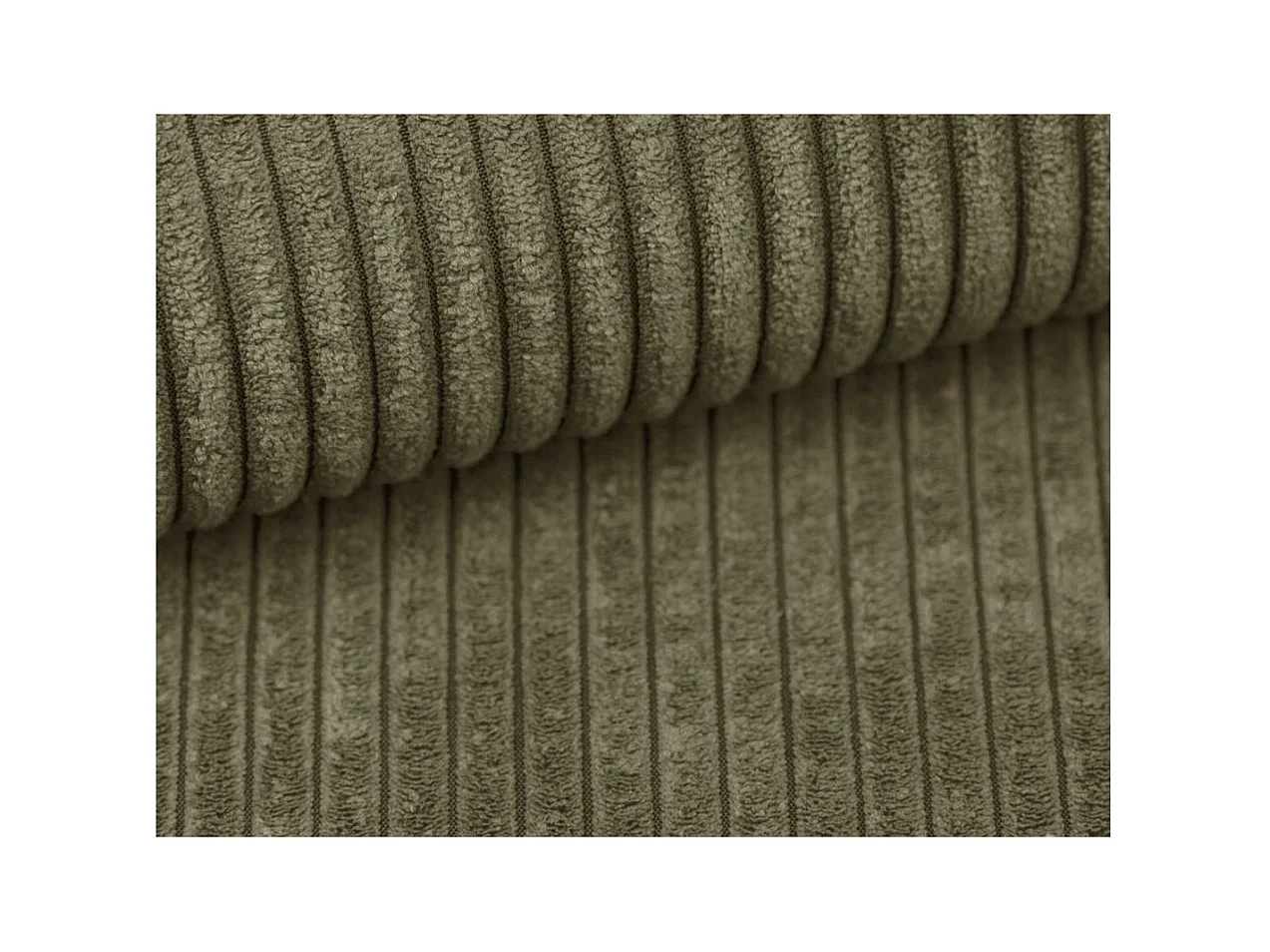 Canapé d'angle FARAH panoramique convertible 6 places en velours côtelé - Vert kaki