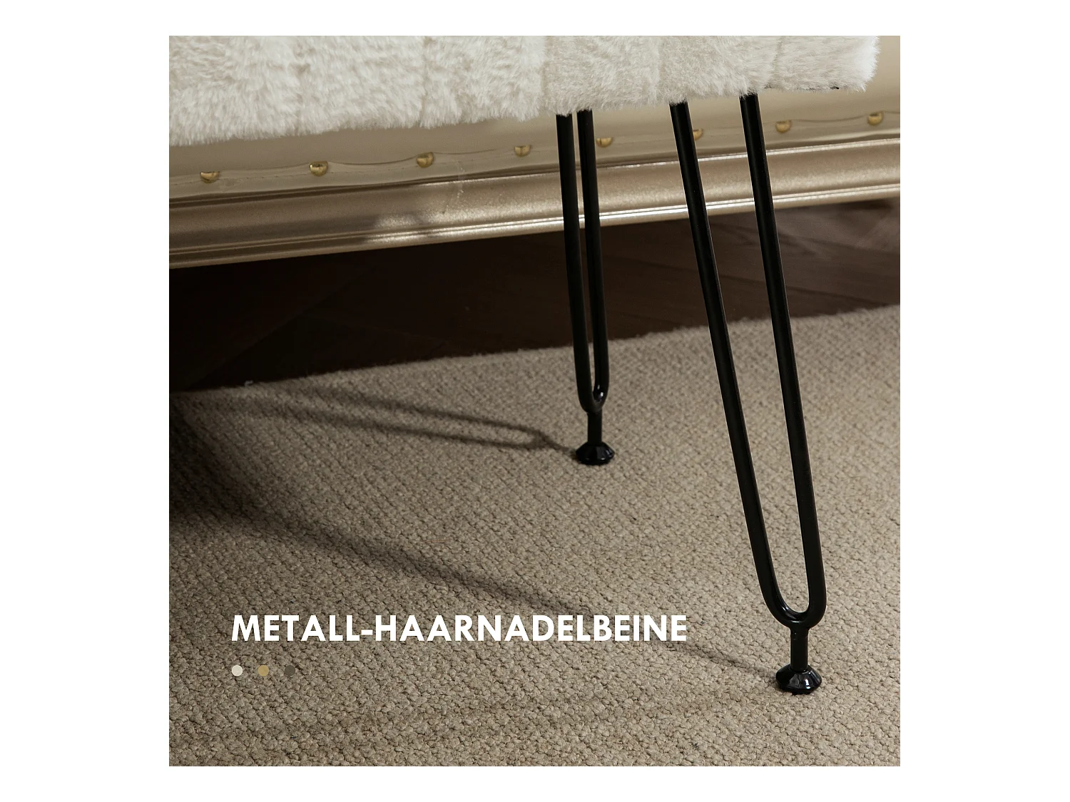 Sitzbank Polsterbank mit Kunstfell-Optik 82 x 30 x 47 cm Schuhbank  mit Metallbeinen