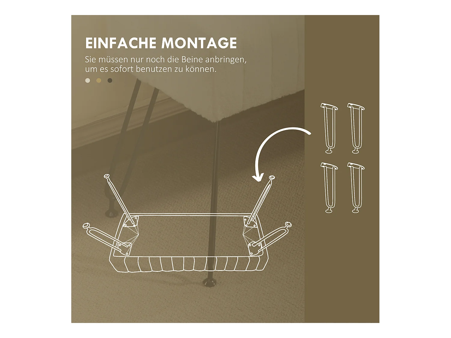 Sitzbank Polsterbank mit Kunstfell-Optik 82 x 30 x 47 cm Schuhbank  mit Metallbeinen