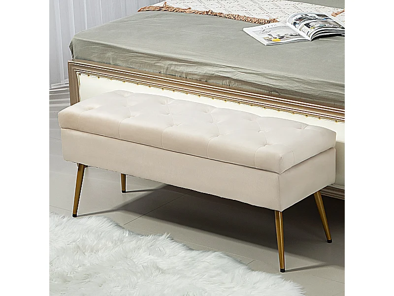 Bank met opbergruimte,gestoffeerde bank met deksel,bedbank met fluweellook,102x35x43cm