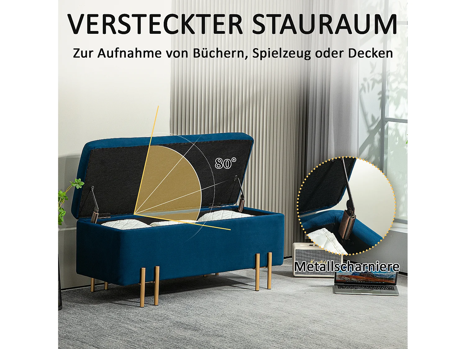 Banco,Banco tapizado con almacenaje,Baúl,Tela,Metal,Madera de Caucho