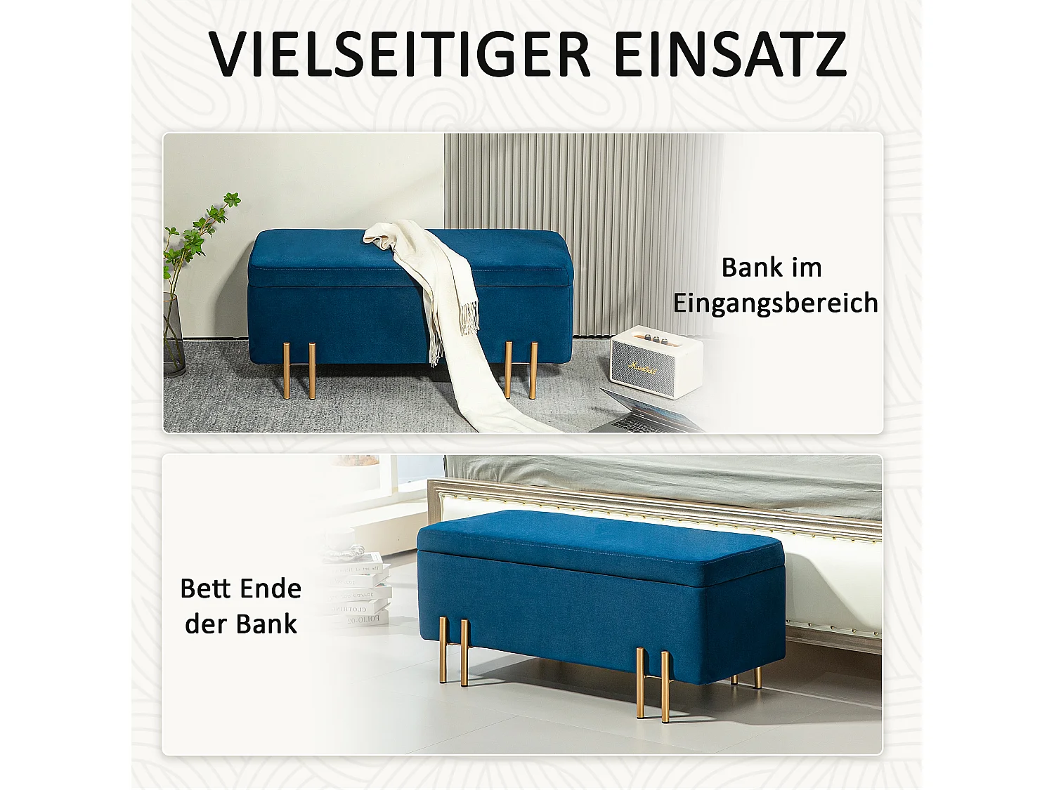 Banco,Banco tapizado con almacenaje,Baúl,Tela,Metal,Madera de Caucho