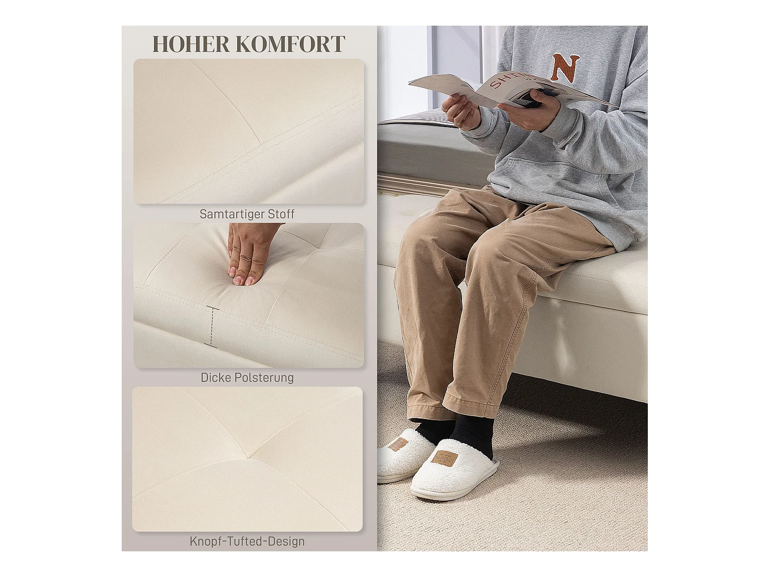 Banc avec rangement,banc rembourré,aspect velours,pieds en métal,banc de lit,120x44x44,5cm