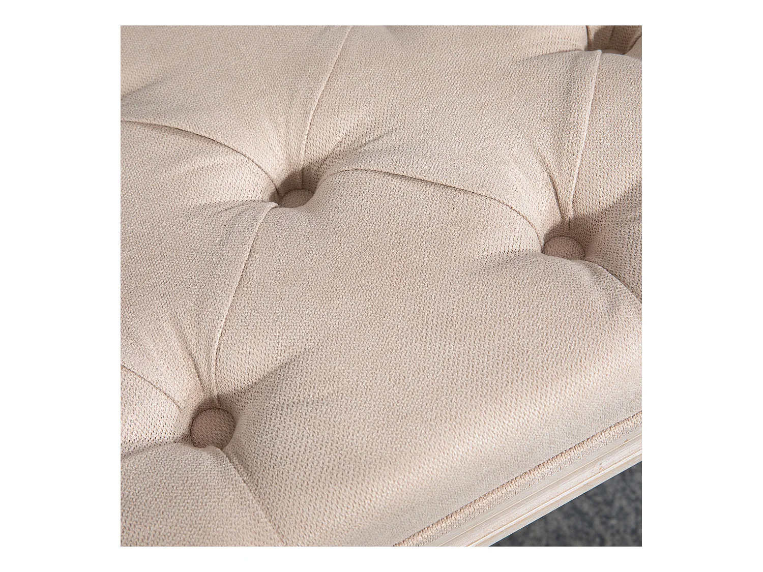 Banc rembourré vintage avec boutons aspect lin capacité de charge jusqu'à 120 kg