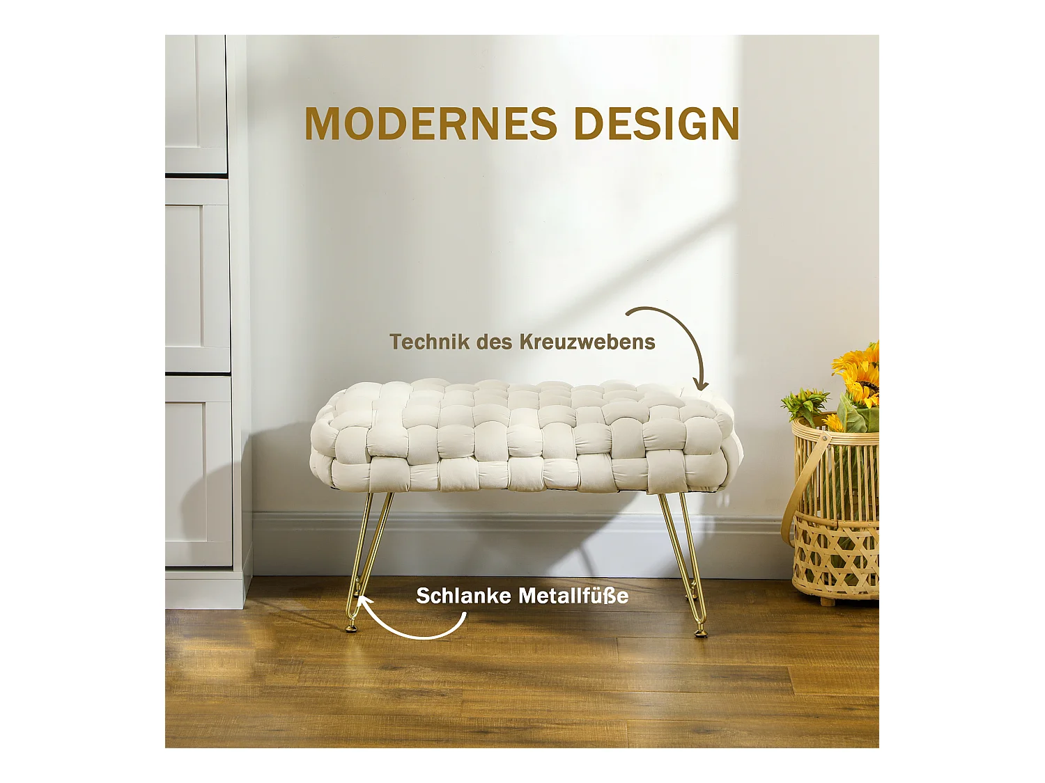 Tabouret,banc rembourré aspect velours,repose-pieds avec assise rembourrée,76x38x41,5cm