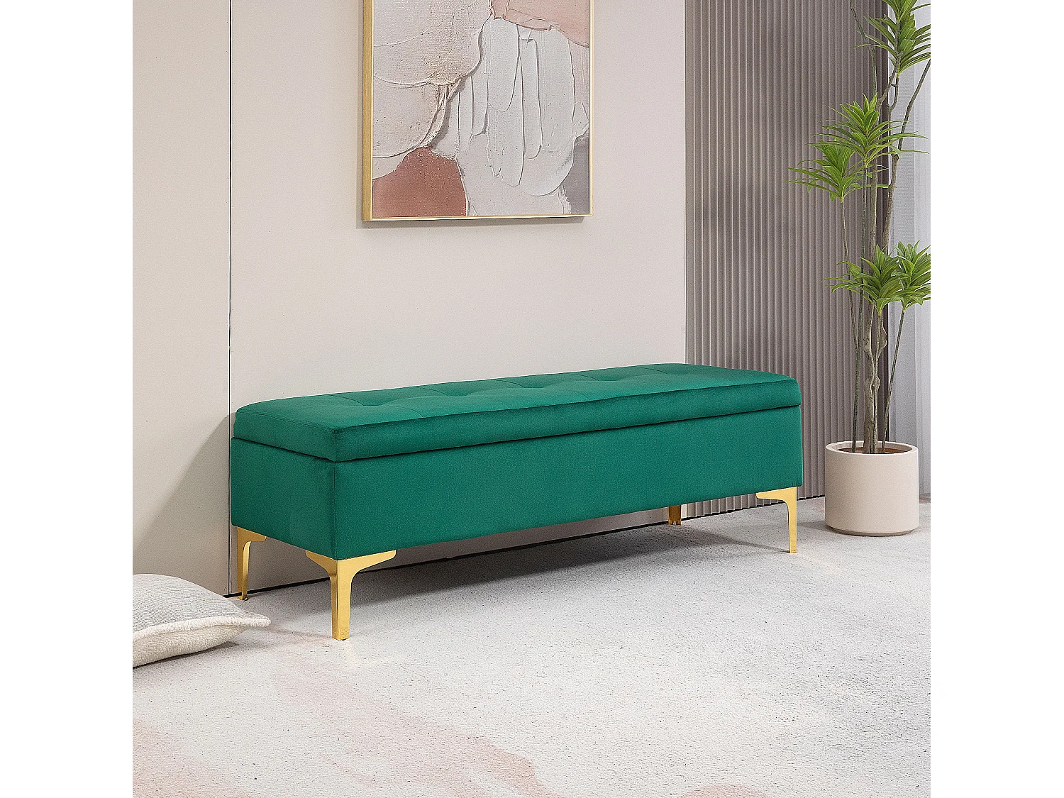 Gestoffeerde Bank met Opbergruimte,Fluwelen Look,120 x 44 x 44,5 cm,Metalen Poten