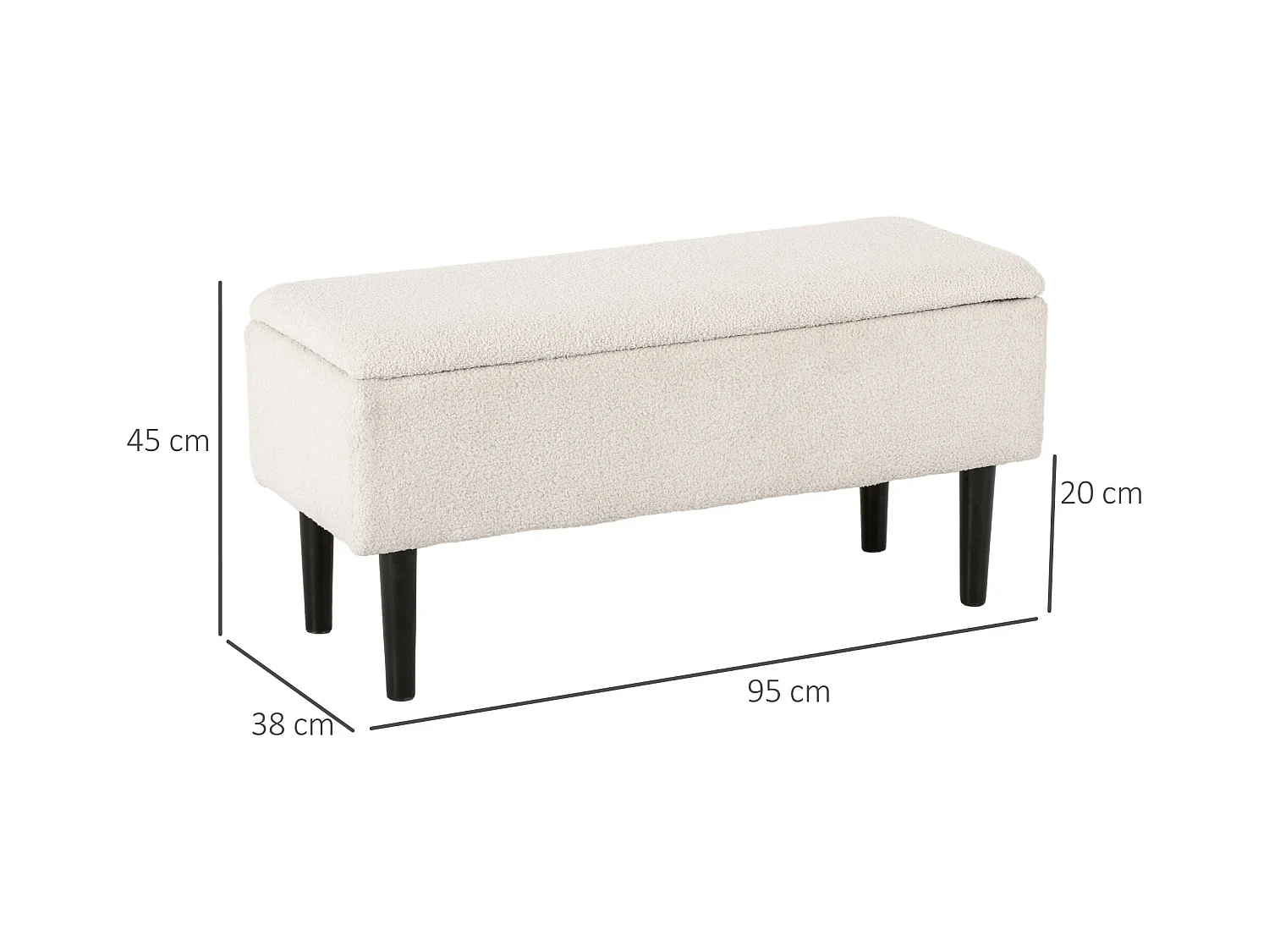 Sitzbank mit Stauraum, Polsterbank mit Klappdeckel, Samtoptik, 95x38x45cm