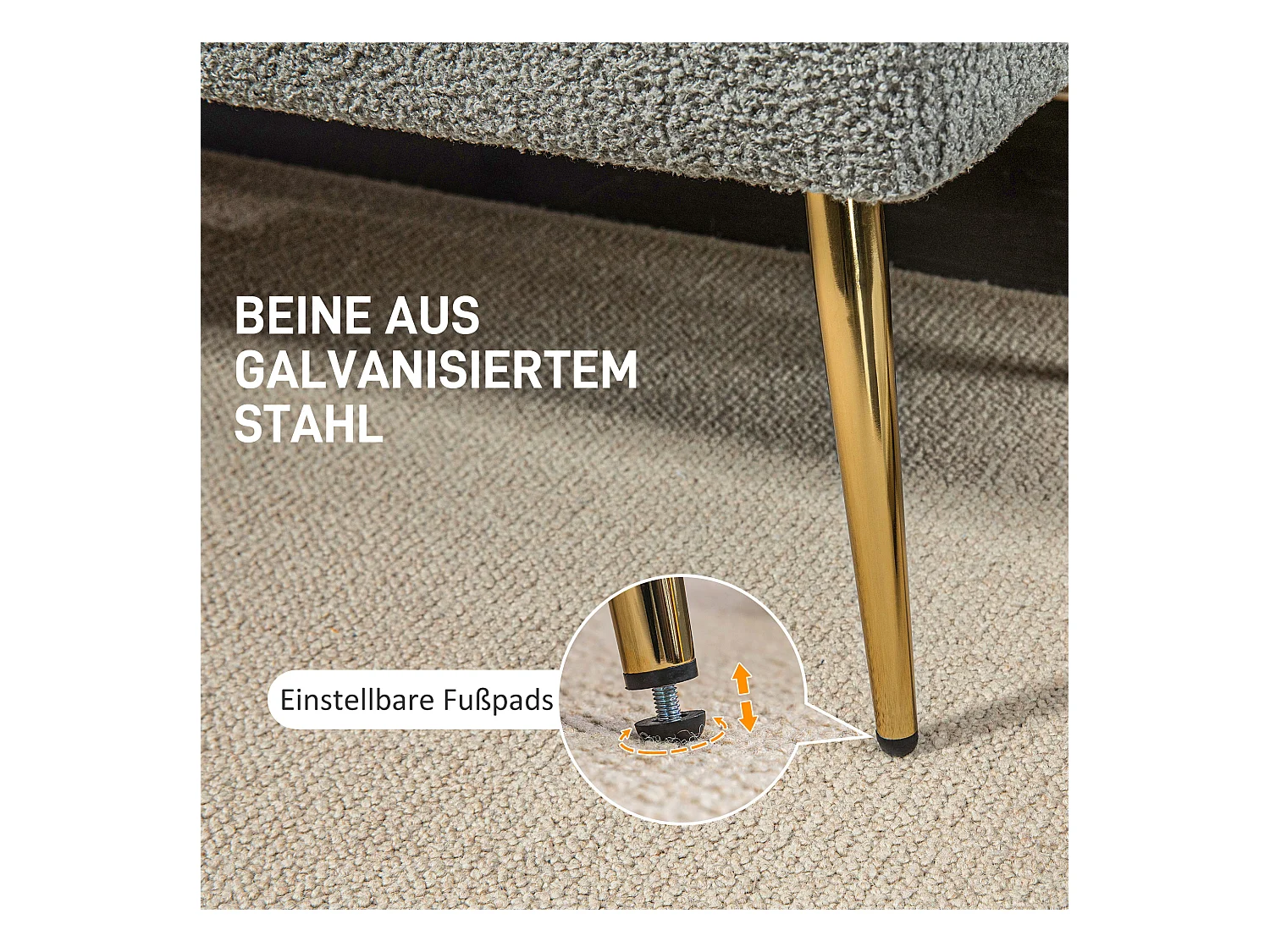 Sitzbank Polsterbank mit Lammwolle-Optik und Knopfheftung