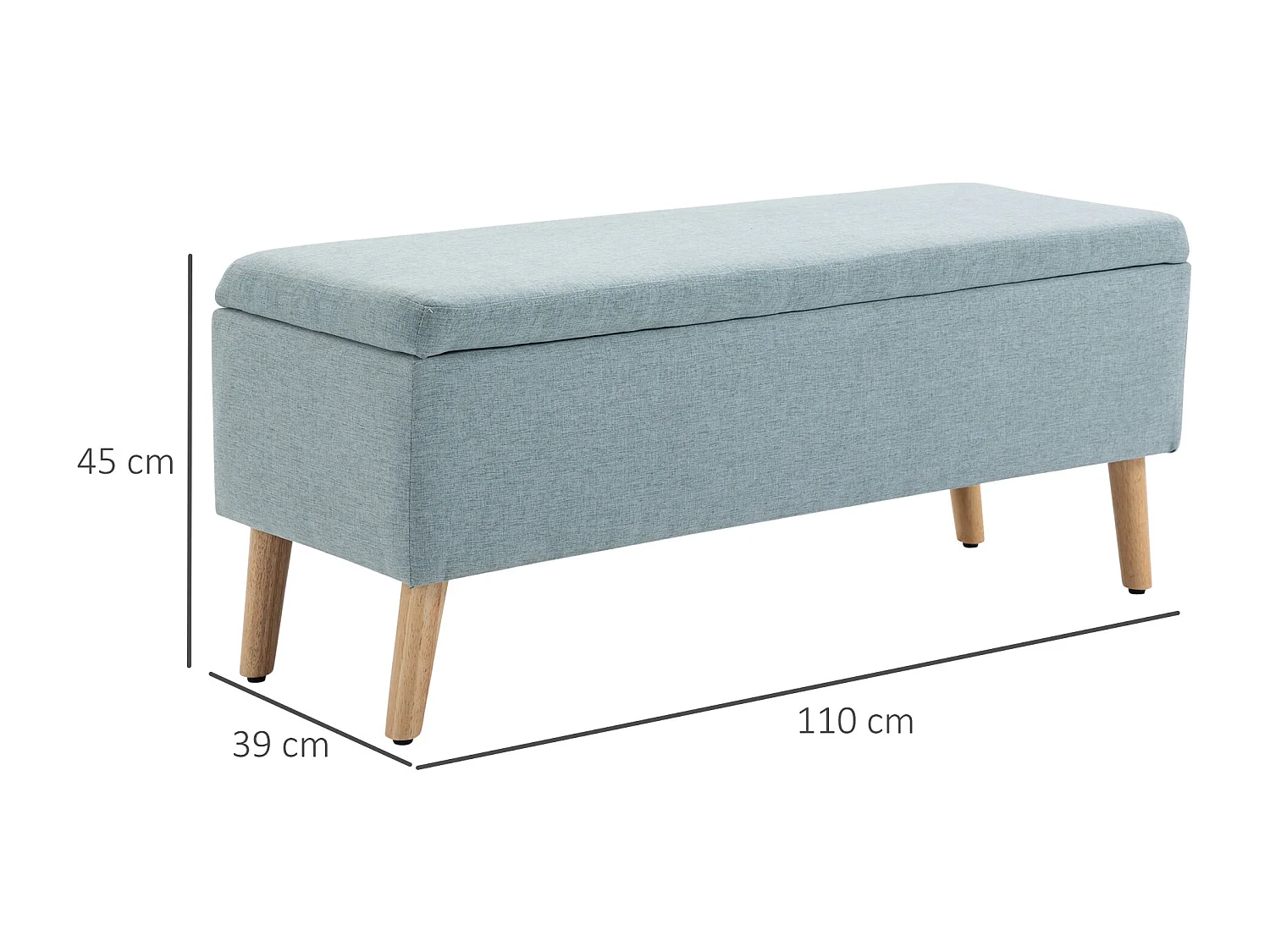 Lichtgroene Gestoffeerde Bank met Opbergruimte,110 x 39 x 45 cm,Linnenlook Polyester