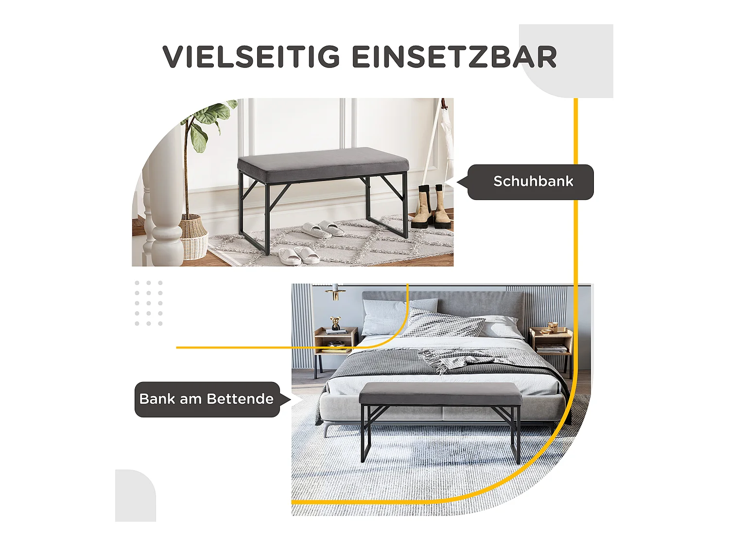 Gestoffeerde bank met fluweellook,bedbank,kaptafel,halbank,donkergrijs 115x46x49cm