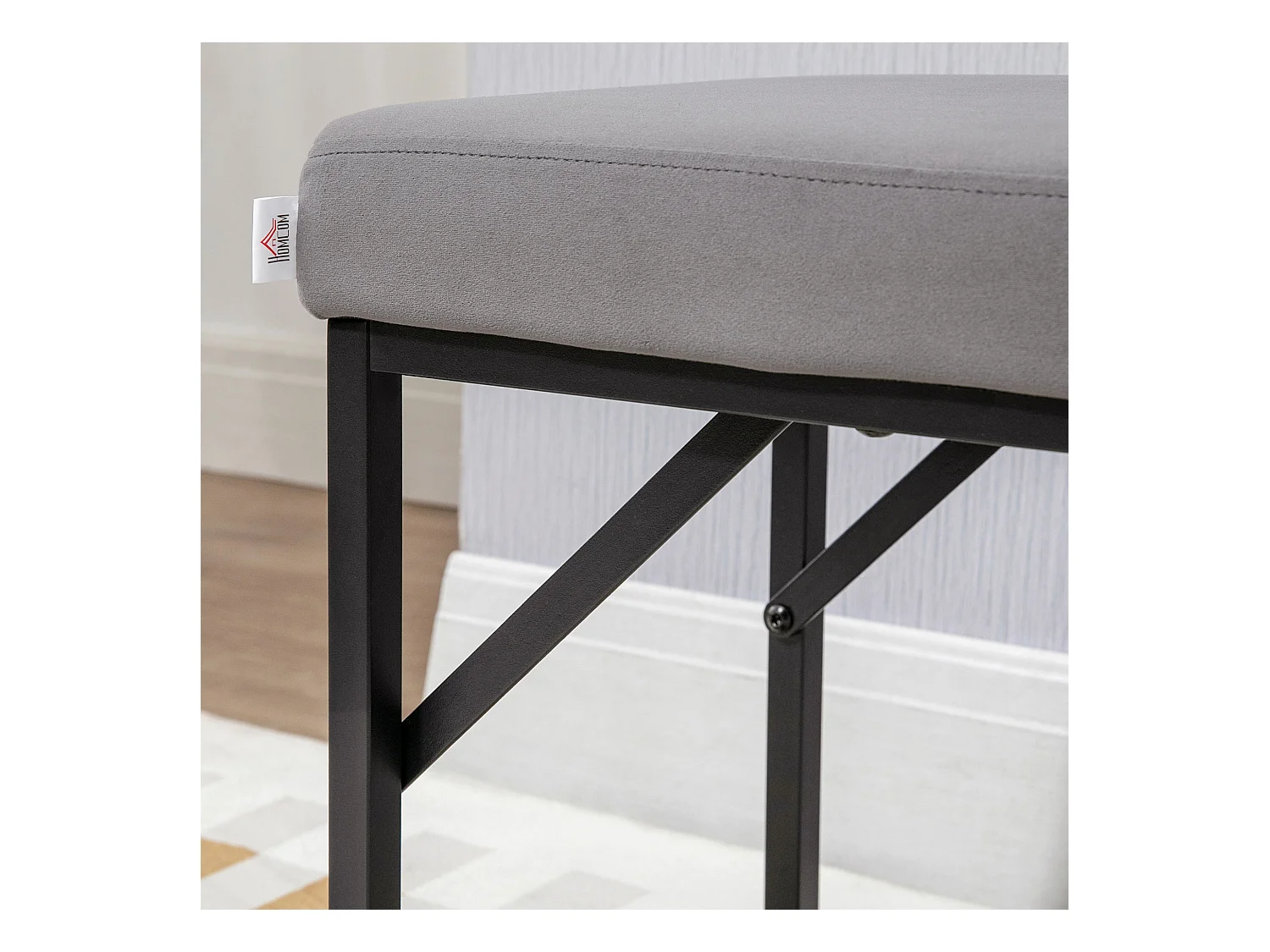 Gestoffeerde bank met fluweellook,bedbank,kaptafel,halbank,donkergrijs 115x46x49cm