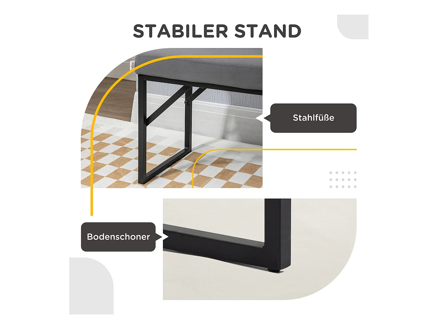 Polsterbank Samtoptik Sitzbank Bettbank Schminkbank Flurbank Dunkelgrau 115x46x49 cm