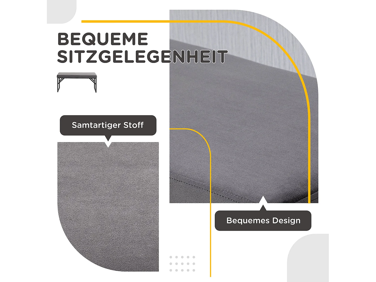 Polsterbank Samtoptik Sitzbank Bettbank Schminkbank Flurbank Dunkelgrau 115x46x49 cm