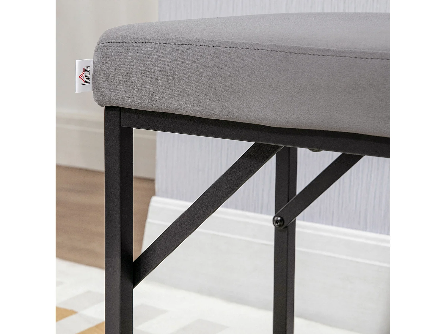 Polsterbank Samtoptik Sitzbank Bettbank Schminkbank Flurbank Dunkelgrau 115x46x49 cm