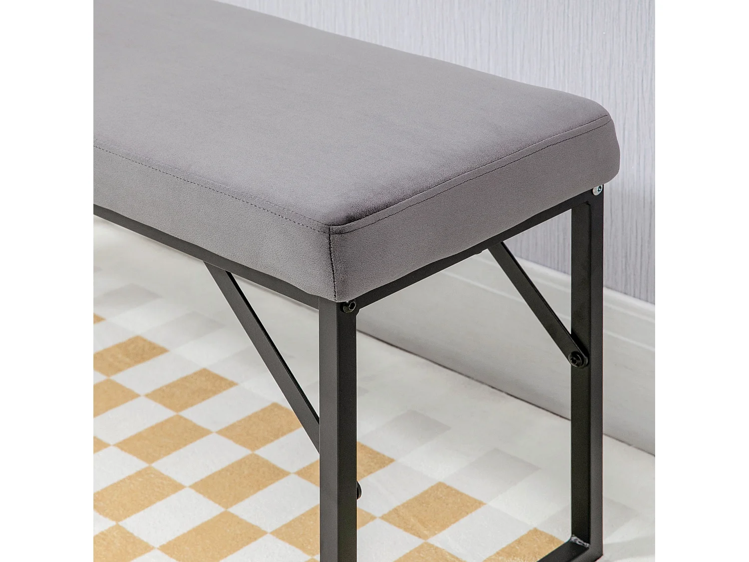 Polsterbank Samtoptik Sitzbank Bettbank Schminkbank Flurbank Dunkelgrau 115x46x49 cm