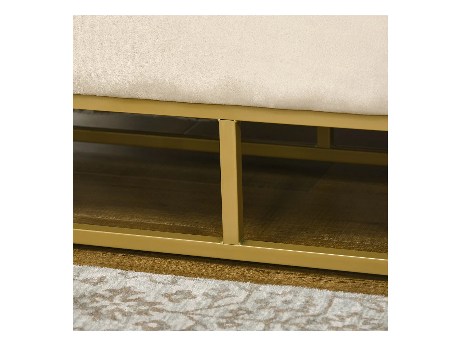 Sitzbank mit Stauraum Polsterbank mit Klappdeckel in Beige Samtoptik Bettbank