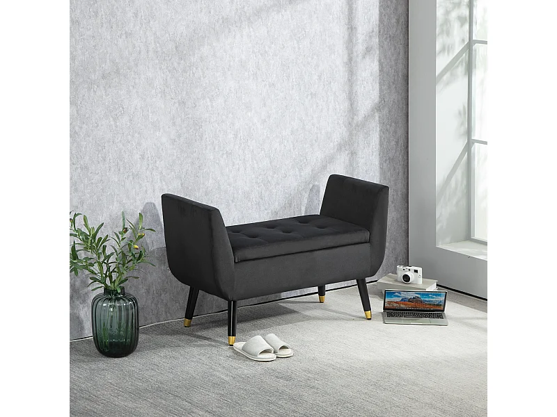 Banquette rembourrée de luxe avec espace de rangement,accoudoirs,banc coffre,107x42x65cm