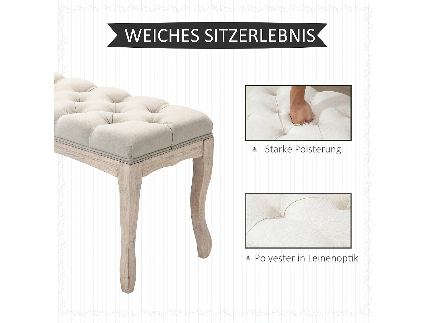 Banc rembourré vintage pour chambre et salon,banc coffre en bois d'hévéa,110x40x48cm