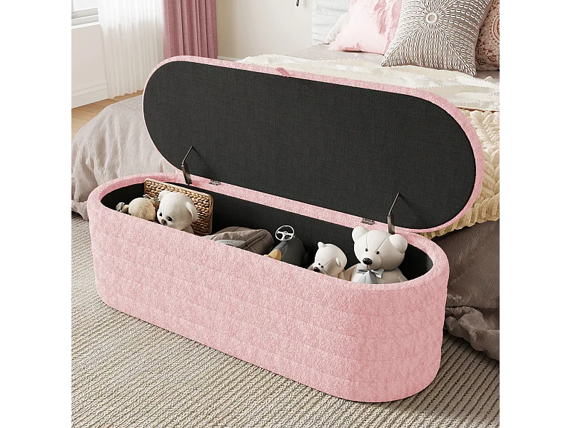 Repose-pieds rembourré avec espace de rangement 120x40cm,tabouret de canapé,polaire teddy