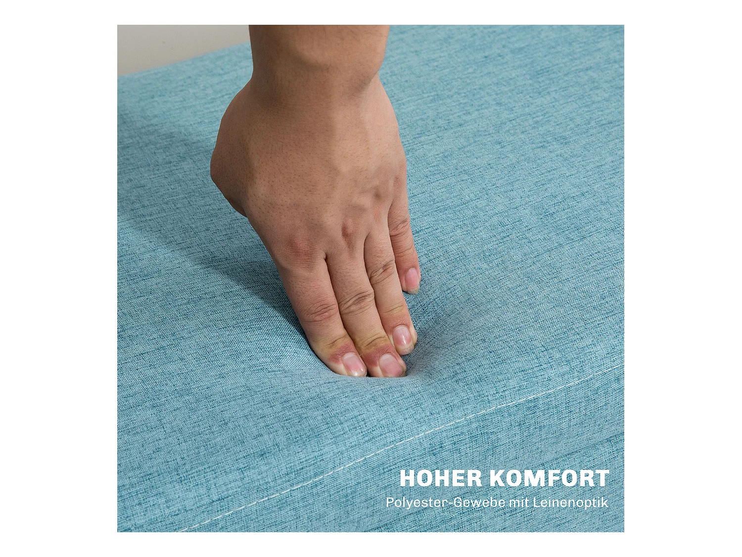 Sitzbank Polsterbank mit Stauraum Bettbank mit Leinenoptik Blau 110 x 39 x 45 cm