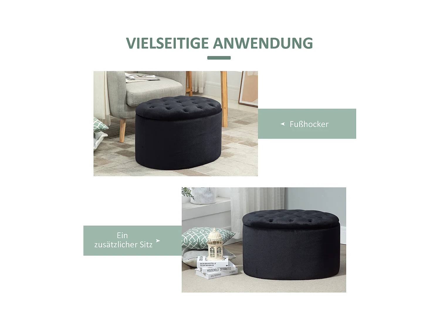 Bank in zwart,moderne gestoffeerde bank met opbergruimte,fluweelachtig polyester,71x52x42cm