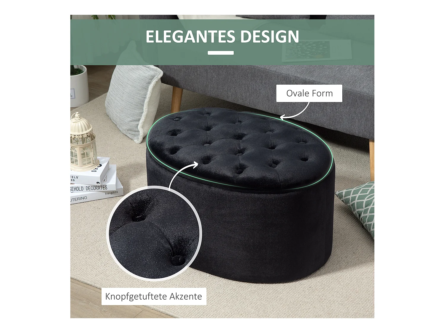 Bank in zwart,moderne gestoffeerde bank met opbergruimte,fluweelachtig polyester,71x52x42cm