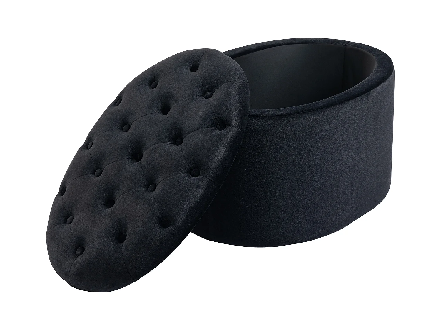 Sitzbank in Schwarz  Moderne Polsterbank mit Stauraum, Samtartiges Polyester, 71x52x42cm