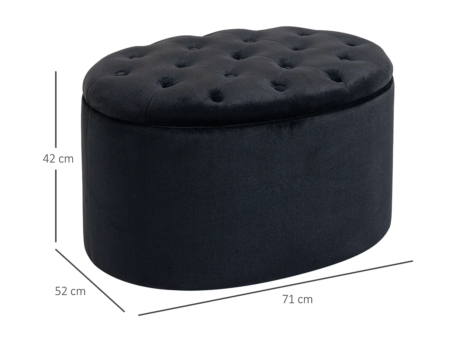 Bank in zwart,moderne gestoffeerde bank met opbergruimte,fluweelachtig polyester,71x52x42cm