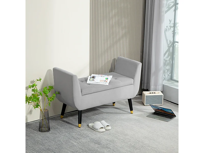 Banquette rembourrée de luxe avec espace de rangement,accoudoirs,banc coffre,107x42x65cm