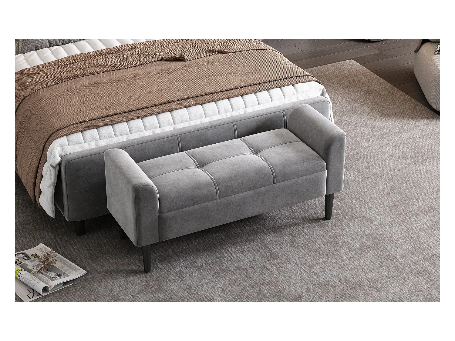 Polsterbänke mit Armlehne,Bettbänke,Betthocker, Bänke für das Schlafzimmer,Klavierbänke