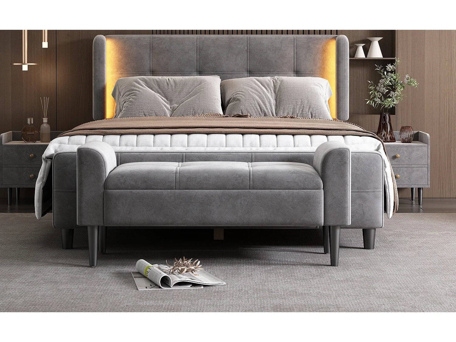 Bancos tapizados con reposabrazos,bancos de cama,taburetes de noche,bancos de dormitorio,bancos de piano